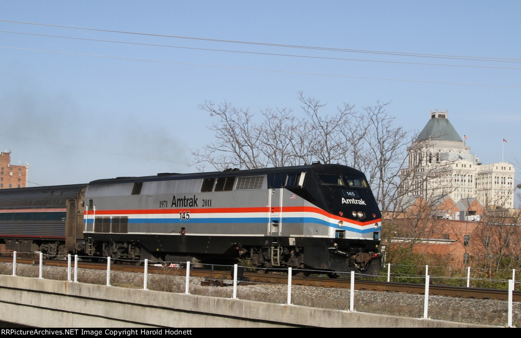 AMTK 145 leads train 80 eastbound on the NS "H" line